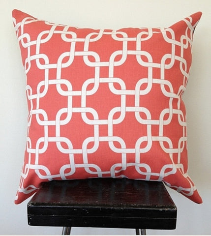 Black Eyed Susie cushion - coral chain link - Neapolitan Homewares