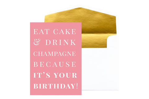 August & Co Card - Eat Cake & Drink Champagne - Neapolitan Homewares