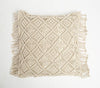 Macrame Fringed Square Diamond Design Cushion Cover Macrame Fringed Square Diamond Design Cushion Cover
