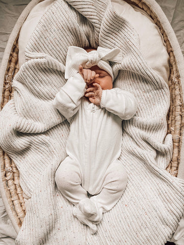 Bundl Vanilla Speckles Organic Ribbed Blanket
