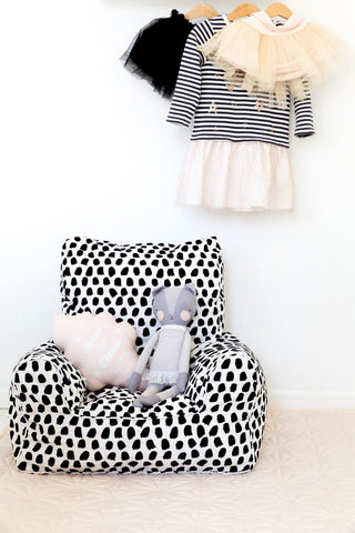 Lelbys bean chair - splotches black & white - Neapolitan Homewares