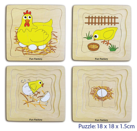 Fun Factory Wooden Four Layer Chicken Puzzle