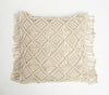 Macrame Fringed Square Diamond Design Cushion Cover