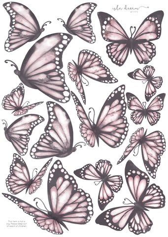 Isla Dream Prints - Wall Decals - Butterfly Pink - Neapolitan Homewares