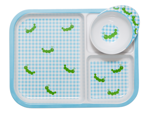 RICE Kids melamine plate & bowl set - Caterpillar print - Neapolitan Homewares