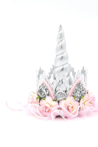Love Crush Crown - Unicrown Silver Lace with Flowers - Neapolitan Homewares