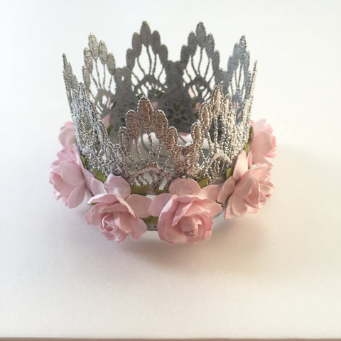 Love Crush Crown - Sienna Silver Lace Crown with Flowers - Neapolitan Homewares